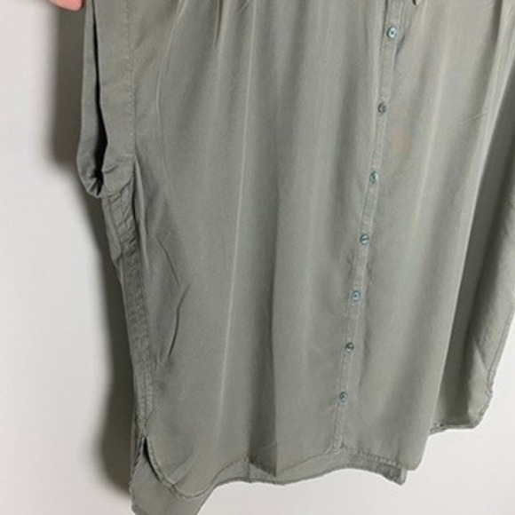 Quince Vintage Wash Tencel Camp Shirt Olive Green XL Short Sleeve Button Up - Picture 4 of 9